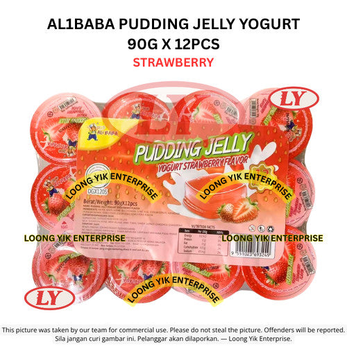 AL1BABA PUDDING JELLY YOGURT 90G X 12PCS STRAWBERRY, BLACKCURRANT, LYCHEE, YOGURT
