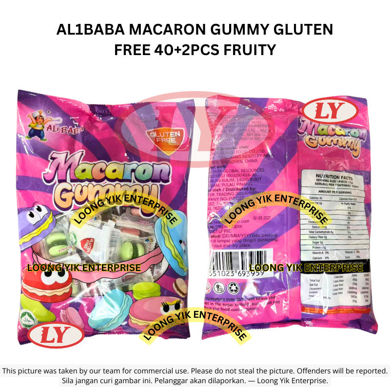*Halal* AL1BABA MACARON GUMMY GLUTEN FREE 40+2PCS FRUITY Loongyik99