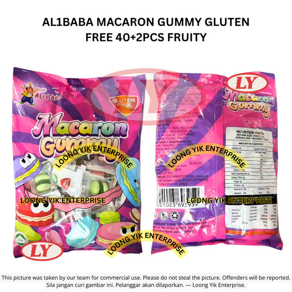 *Halal* AL1BABA MACARON GUMMY GLUTEN FREE 40+2PCS FRUITY Loongyik99