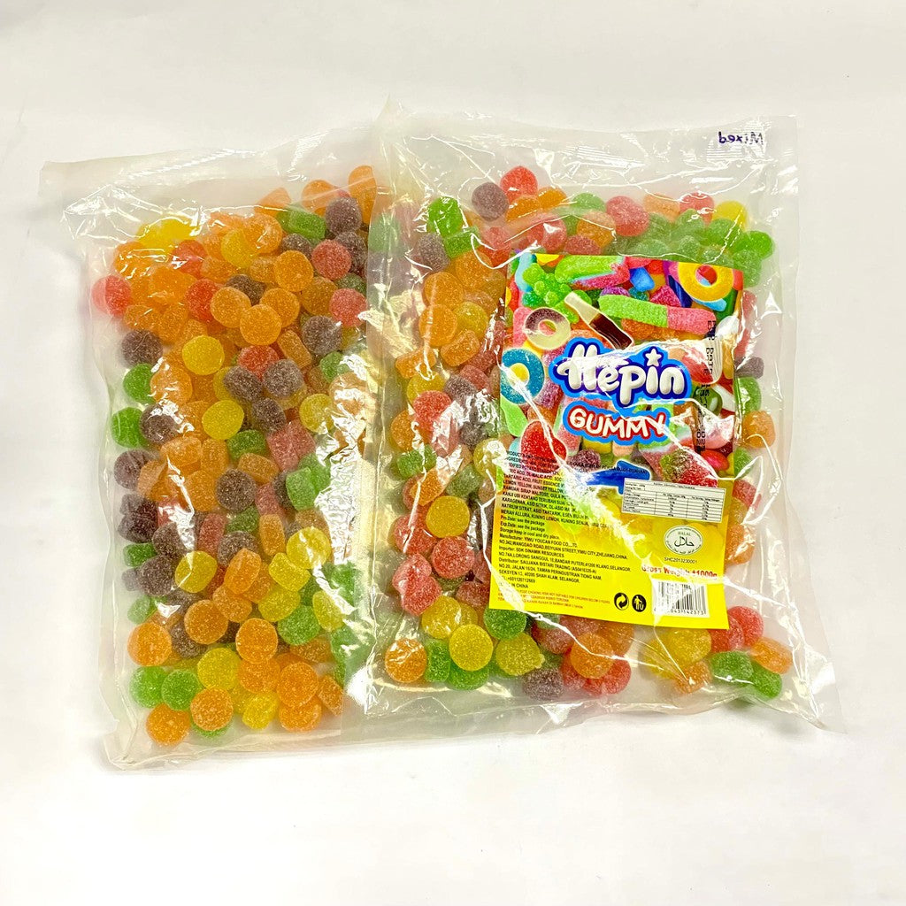 *Halal* 12Jenis 1Kg Hepin Gummy Candy Campuran Perisa Buah Animasi & Rekaan Makanan