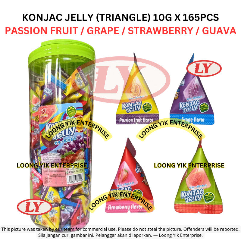 *Halal*Triangle Konjac Jelly Fruit Flavour 10g x 165pcs Passion/Grape/Strawberry/Guava