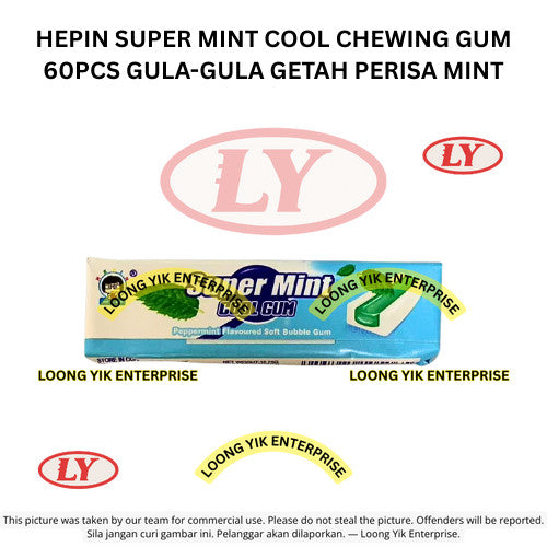 HEPIN SUPER MINT COOL CHEWING GUM 60PCS GULA-GULA GETAH PERISA MINT
