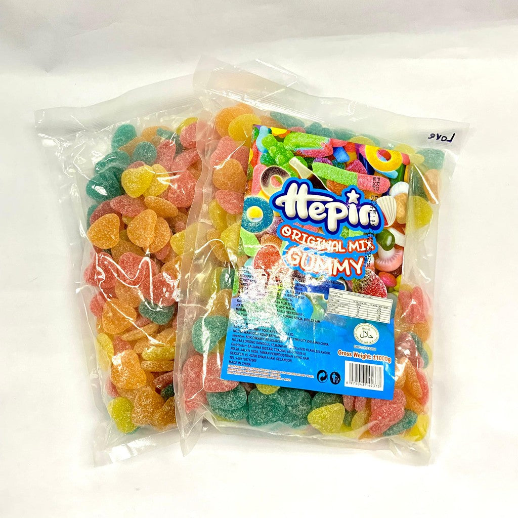 *Halal* 12Jenis 1Kg Hepin Gummy Candy Campuran Perisa Buah Animasi & Rekaan Makanan