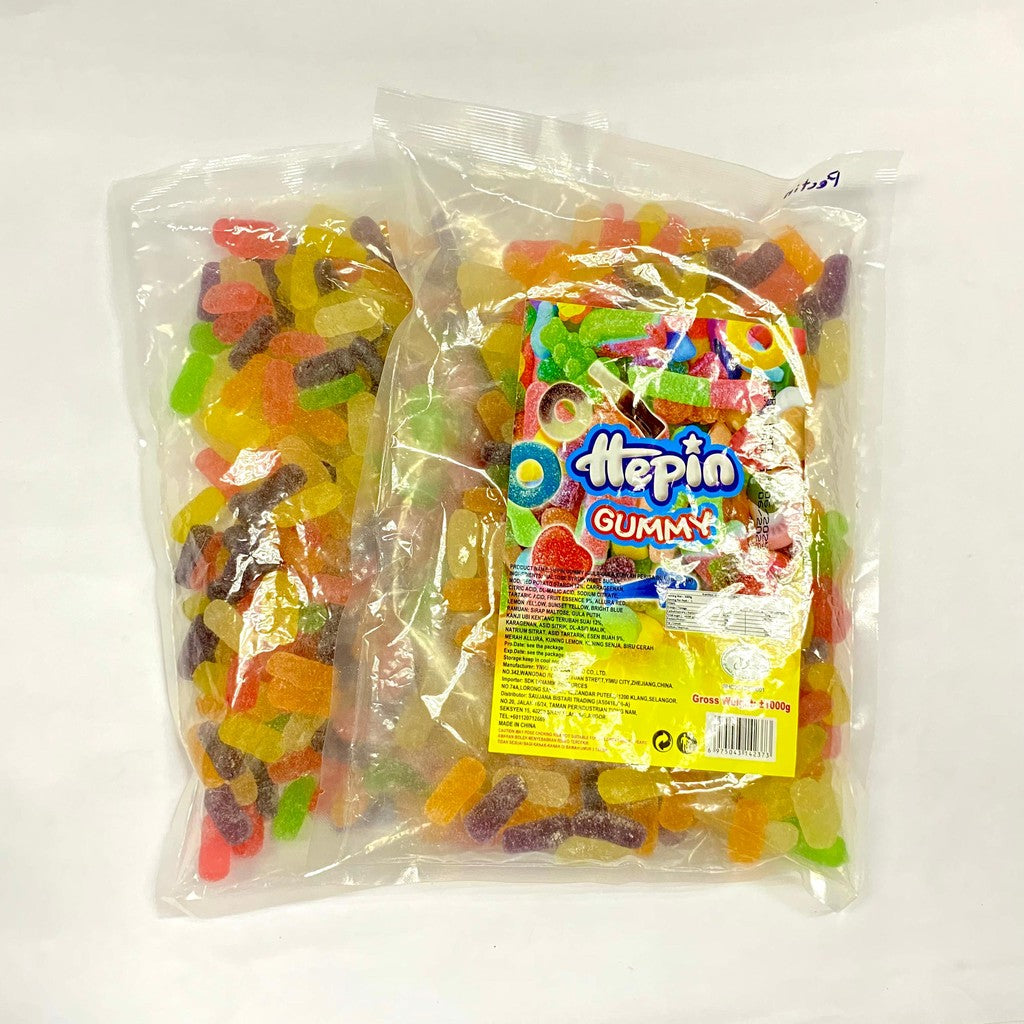 *Halal* 12Jenis 1Kg Hepin Gummy Candy Campuran Perisa Buah Animasi & Rekaan Makanan