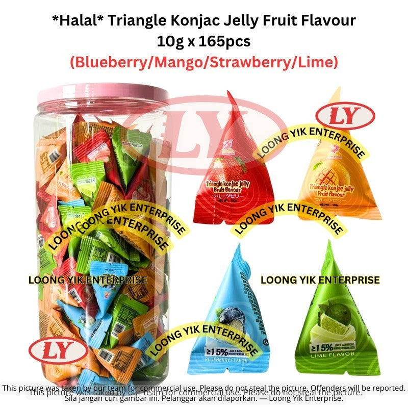 *Halal*Triangle Konjac Jelly Fruit Flavour 10g x 165pcs Passion/Grape/Strawberry/Guava