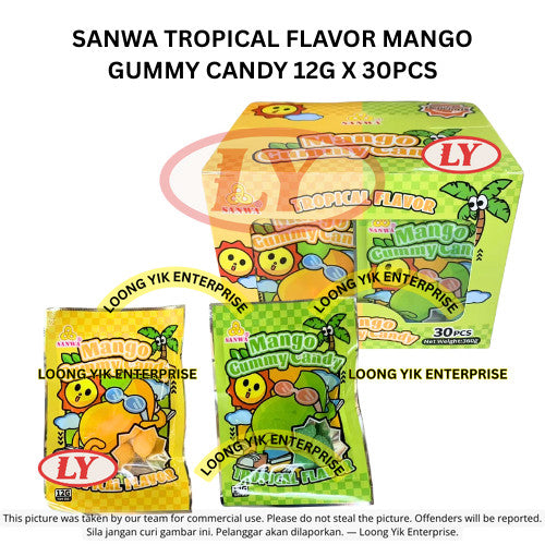 SANWA TROPICAL FLAVOR MANGO GUMMY CANDY 12G X 30PCS