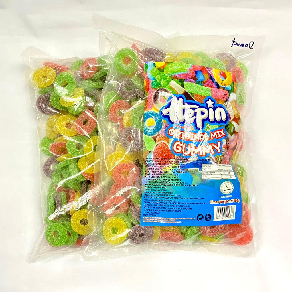 *Halal* 12Jenis 1Kg Hepin Gummy Candy Campuran Perisa Buah Animasi & Rekaan Makanan