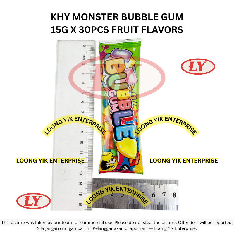 *Halal* KHY Monster Bubble Gum 15g x 30pcs Gula-gula Getah Buah Fruity Flavors Loongyik99