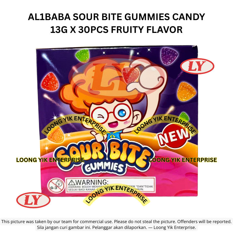 *Halal* AL1BABA Sour Bite Gummies Candy 13g x 30pcs Fruity Flavor Gula-gula Kenyal Masam Loongyik99