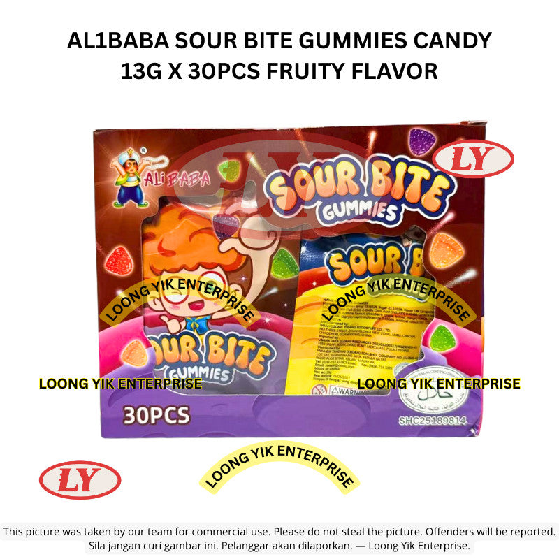 *Halal* AL1BABA Sour Bite Gummies Candy 13g x 30pcs Fruity Flavor Gula-gula Kenyal Masam Loongyik99