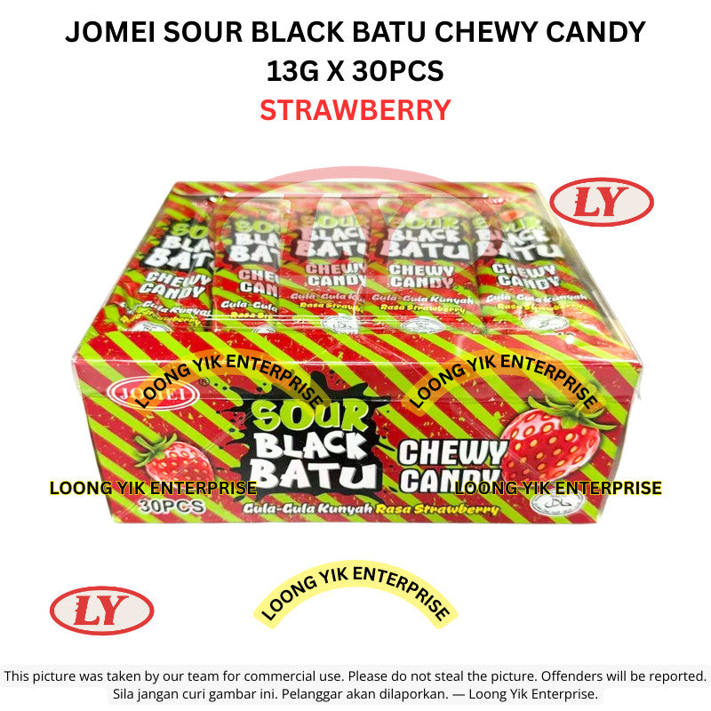 *Halal* JOMEI Sour Black Batu Chewy Candy 13g x 30pcs Grape / Strawberry Gula-gula Masam Kenyal Loongyik99