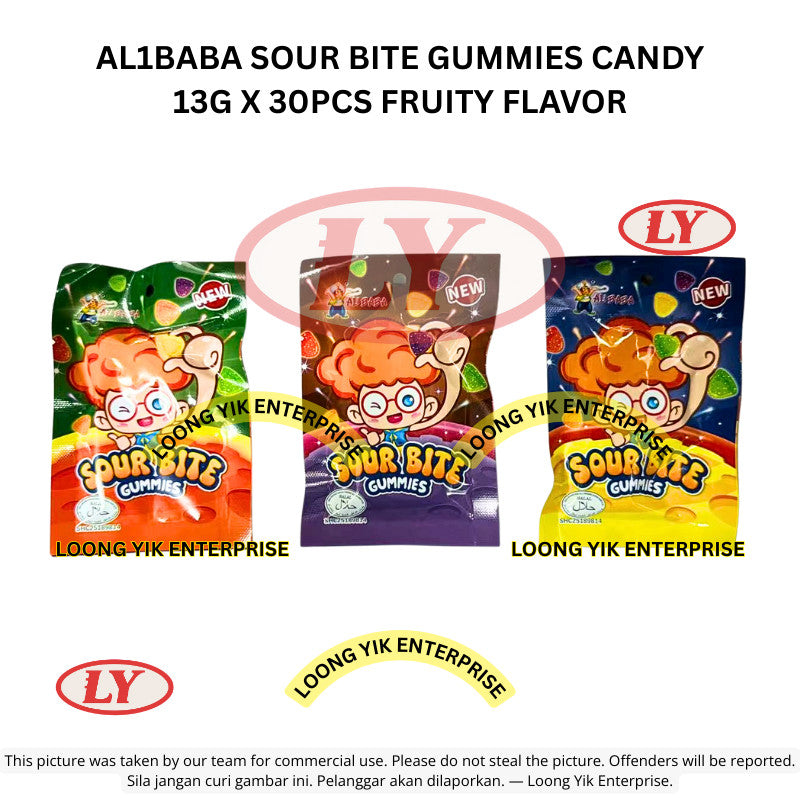 *Halal* AL1BABA Sour Bite Gummies Candy 13g x 30pcs Fruity Flavor Gula-gula Kenyal Masam Loongyik99