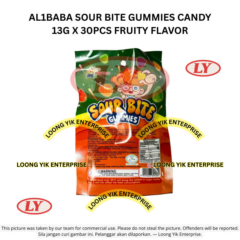 *Halal* AL1BABA Sour Bite Gummies Candy 13g x 30pcs Fruity Flavor Gula-gula Kenyal Masam Loongyik99