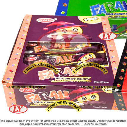 *Halal* JOMEI Farali Sour Chewy Candy 15g x 30pcs Epal / Anggur / Stroberi Gula-gula Masam Kenyal Loongyik99