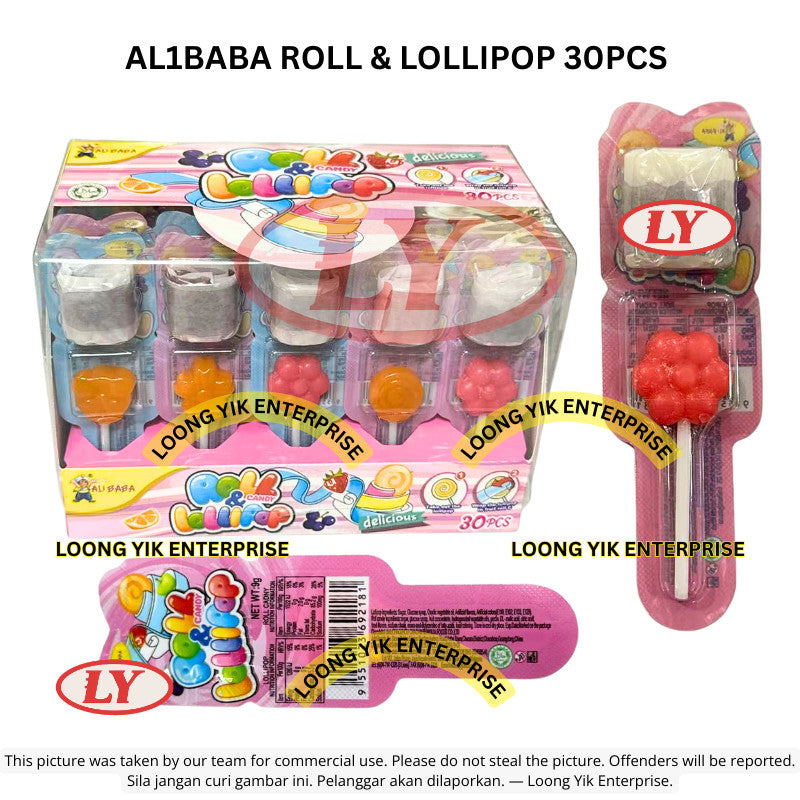 *Halal* AL1BABA Roll & Lollipop 30pcs Gula-gula Lollipop Berperisa Buah Loongyik99