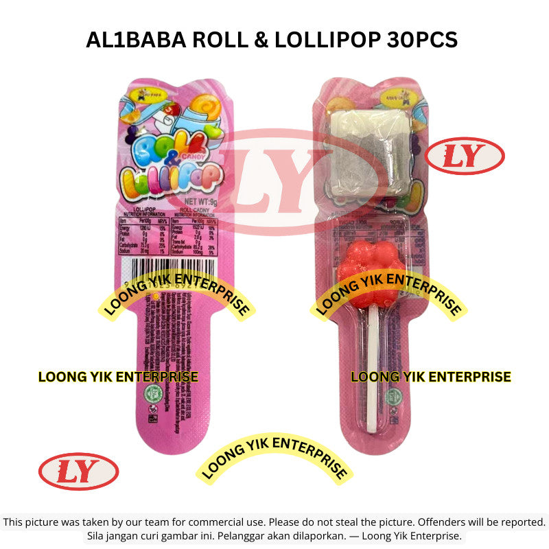 *Halal* AL1BABA Roll & Lollipop 30pcs Gula-gula Lollipop Berperisa Buah Loongyik99
