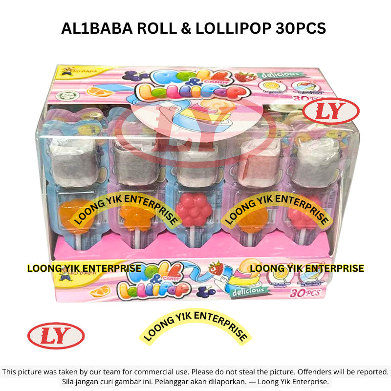 *Halal* AL1BABA Roll & Lollipop 30pcs Gula-gula Lollipop Berperisa Buah Loongyik99