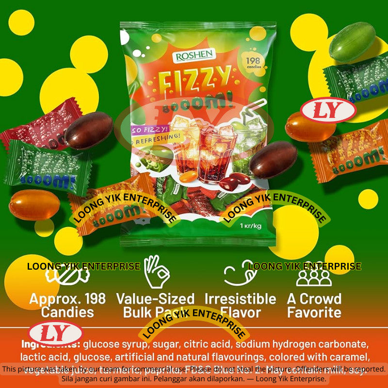 *Halal* ROSHEN FIZZY BOOOM REFRESHING CANDY 1KG / 500G / 250G Loongyik99