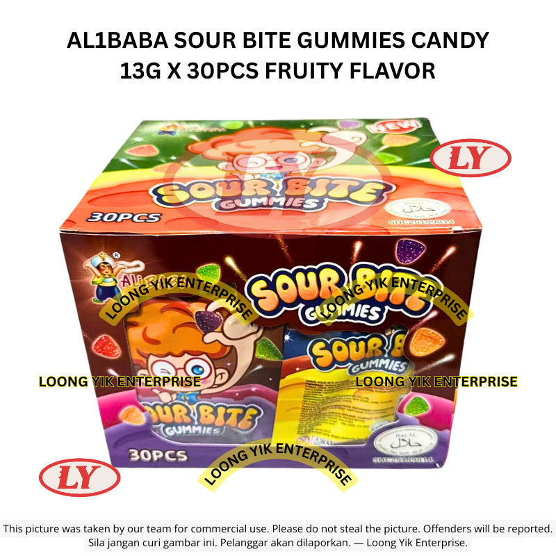 *Halal* AL1BABA Sour Bite Gummies Candy 13g x 30pcs Fruity Flavor Gula-gula Kenyal Masam Loongyik99
