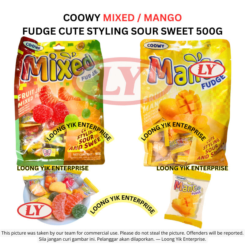*Halal* COOWY Mixed / Mango Fudge Cute Styling Sour Sweet Candy 500g Gula-gula Beraneka Bentuk Loongyik99
