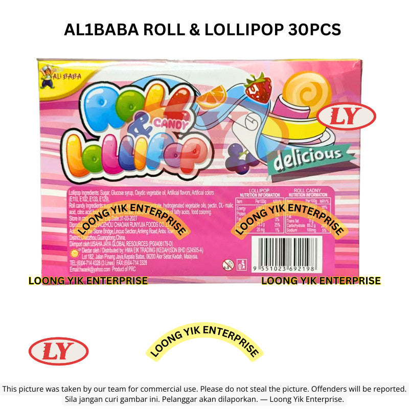 *Halal* AL1BABA Roll & Lollipop 30pcs Gula-gula Lollipop Berperisa Buah Loongyik99