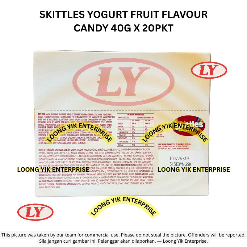 *Halal* Skittles Yogurt Fruit Flavour Candy 40g x 20pkt Gula-gula Buah Yogurt Loongyik99