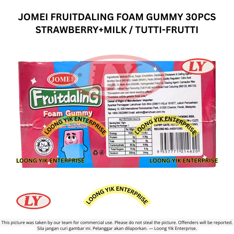 *Halal* Jomei Fruitdaling Foam Gummy 30pcs (Strawberry+Milk / Tutti-Frutti) Gula-gula Kenyal Loongyik99