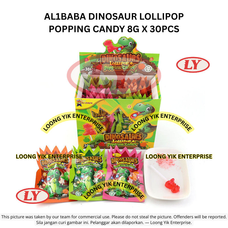 *Halal* AL1BABA Dinosaur Lollipop + Popping Candy 8g x 30pcs Gula-gula Lollipop & Popping Loongyik99