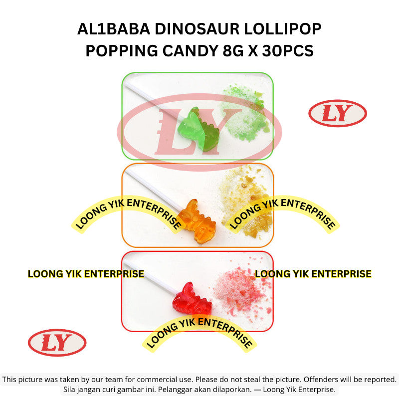 *Halal* AL1BABA Dinosaur Lollipop + Popping Candy 8g x 30pcs Gula-gula Lollipop & Popping Loongyik99