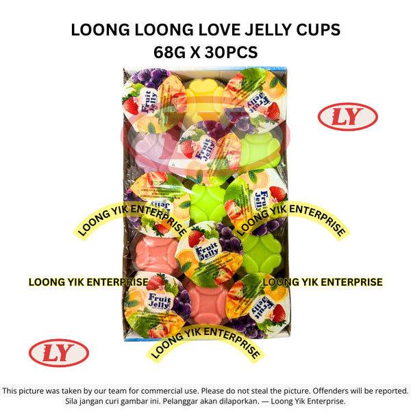 *Halal* LOONG LOONG Love Jelly Cups 68g x 30pcs Gula-gula Jeli Buah Berperisa Loongyik99
