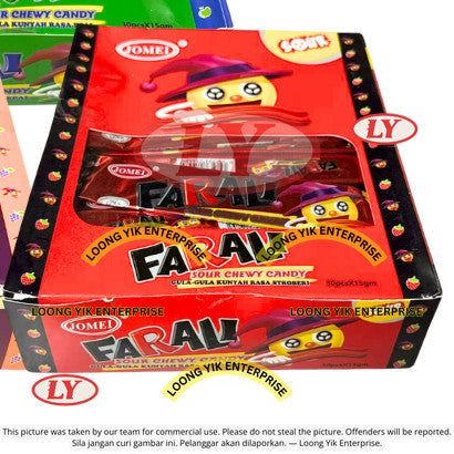 *Halal* JOMEI Farali Sour Chewy Candy 15g x 30pcs Epal / Anggur / Stroberi Gula-gula Masam Kenyal Loongyik99