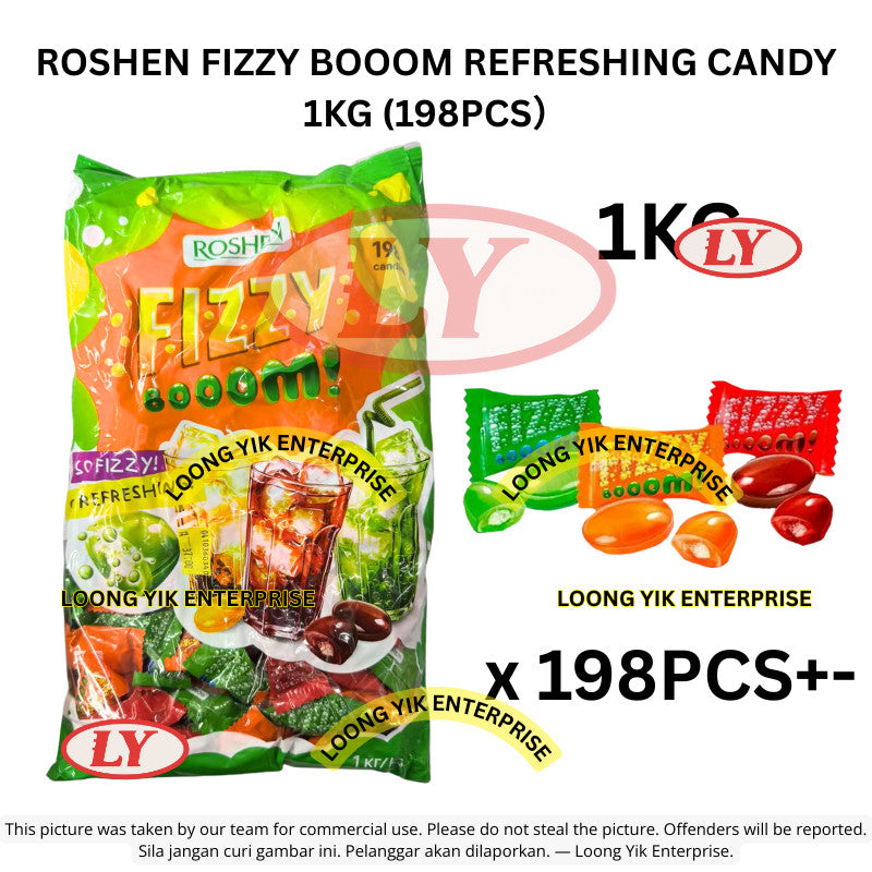 *Halal* ROSHEN FIZZY BOOOM REFRESHING CANDY 1KG / 500G / 250G Loongyik99