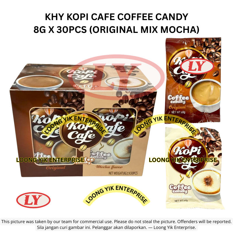 *Halal* KHY Kopi Cafe Coffee Candy 8g x 30pcs Original Mix Mocha) Gula-gula Kopi Loongyik99