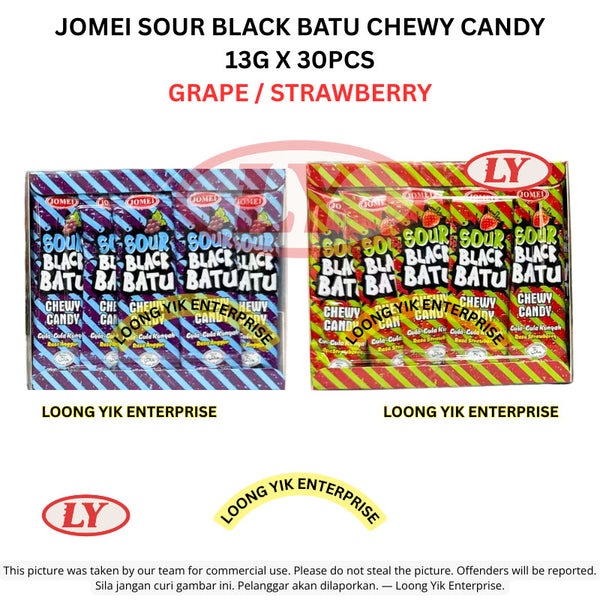 *Halal* JOMEI Sour Black Batu Chewy Candy 13g x 30pcs Grape / Strawberry Gula-gula Masam Kenyal Loongyik99