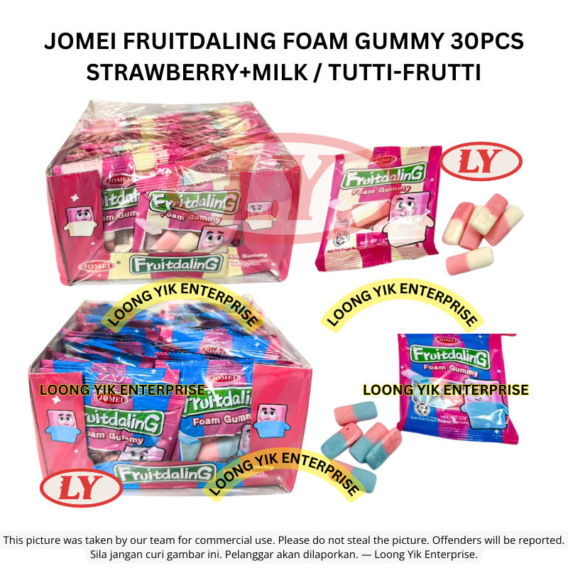 *Halal* Jomei Fruitdaling Foam Gummy 30pcs (Strawberry+Milk / Tutti-Frutti) Gula-gula Kenyal Loongyik99