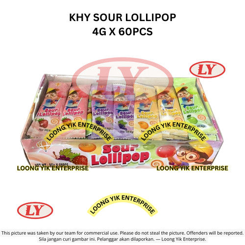 *Halal* KHY SOUR LOLLIPOP 4G X 60PCS
