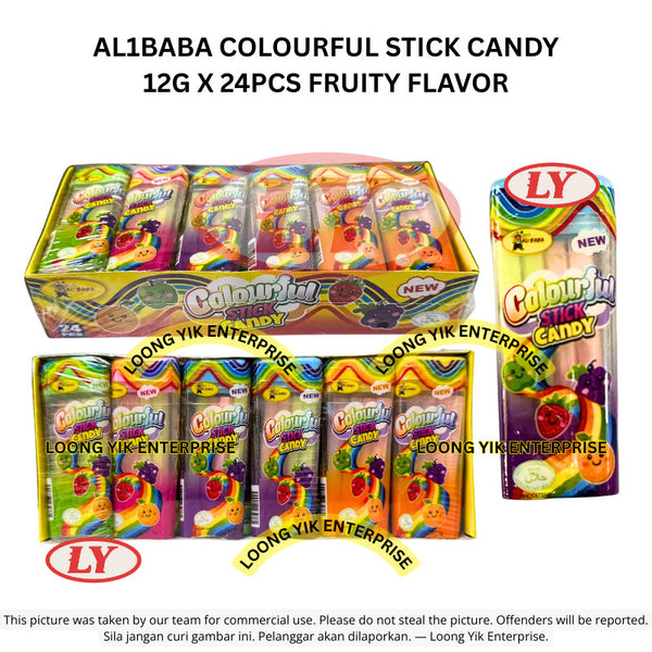*Halal* AL1BABA Colourful Stick Candy 12g x 24pcs Fruity Flavor Loongyik99