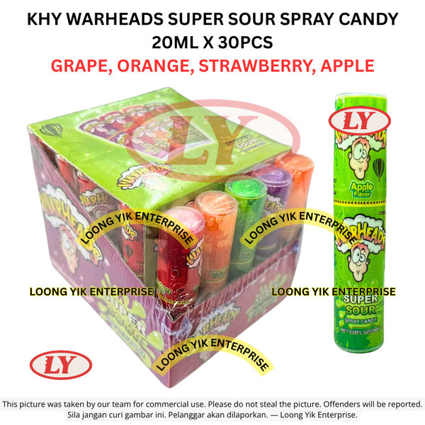 *Halal* KHY Warheads Super Sour Spray Candy 20ml x 30pcs Grape Orange Strawberry Apple Loongyik99
