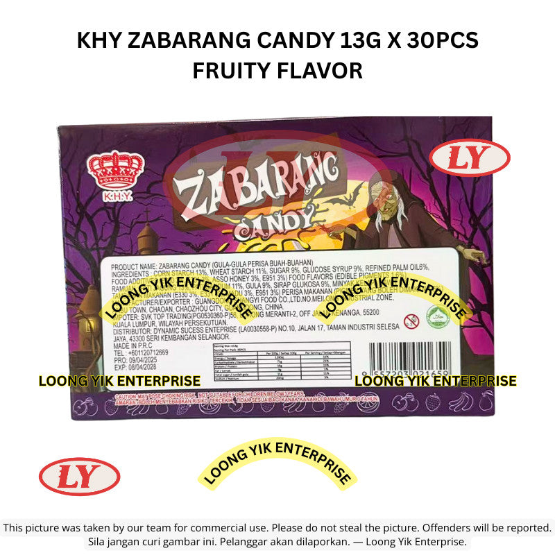 *Halal* KHY Zabarang Candy 13g x 30pcs Fruity Flavor Gula-gula Masam Manis Loongyik99