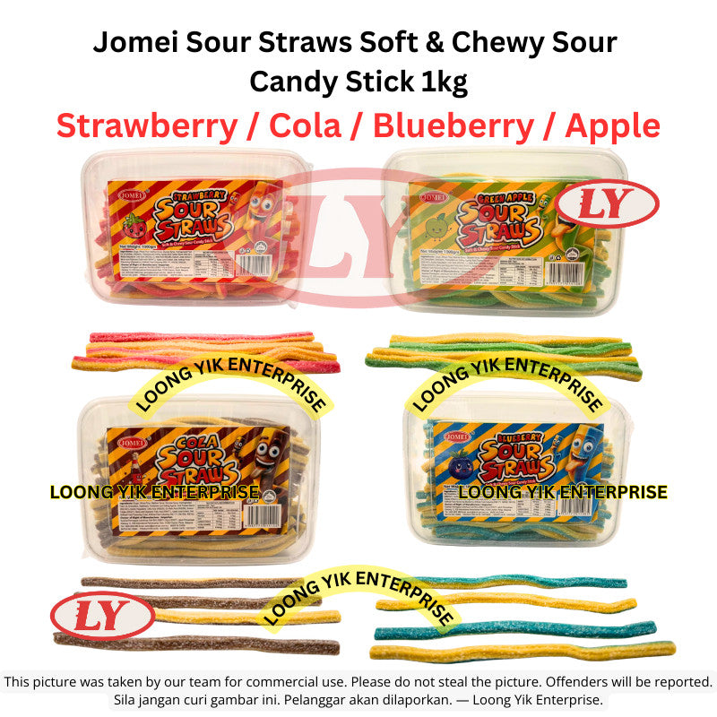 *Halal* JOMEI Sour Straws Soft & Chewy Candy Stick (1kg) Loongyik99