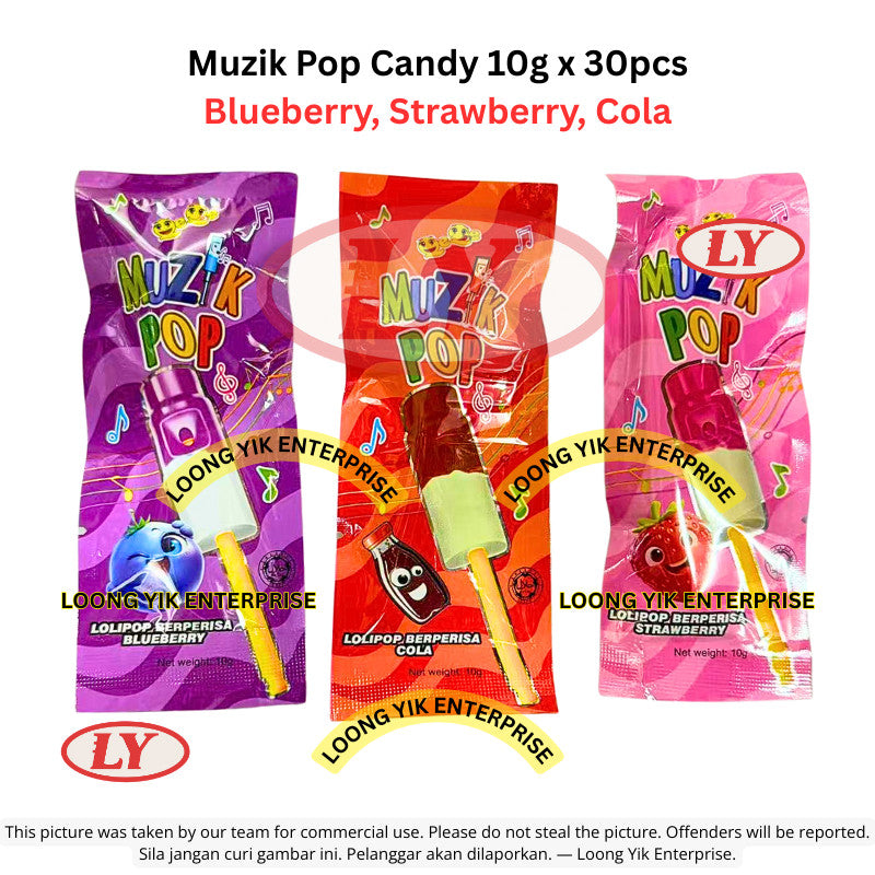 *Halal* Muzik Pop Candy 10g x 30pcs (Blueberry / Strawberry / Cola) Loongyik99