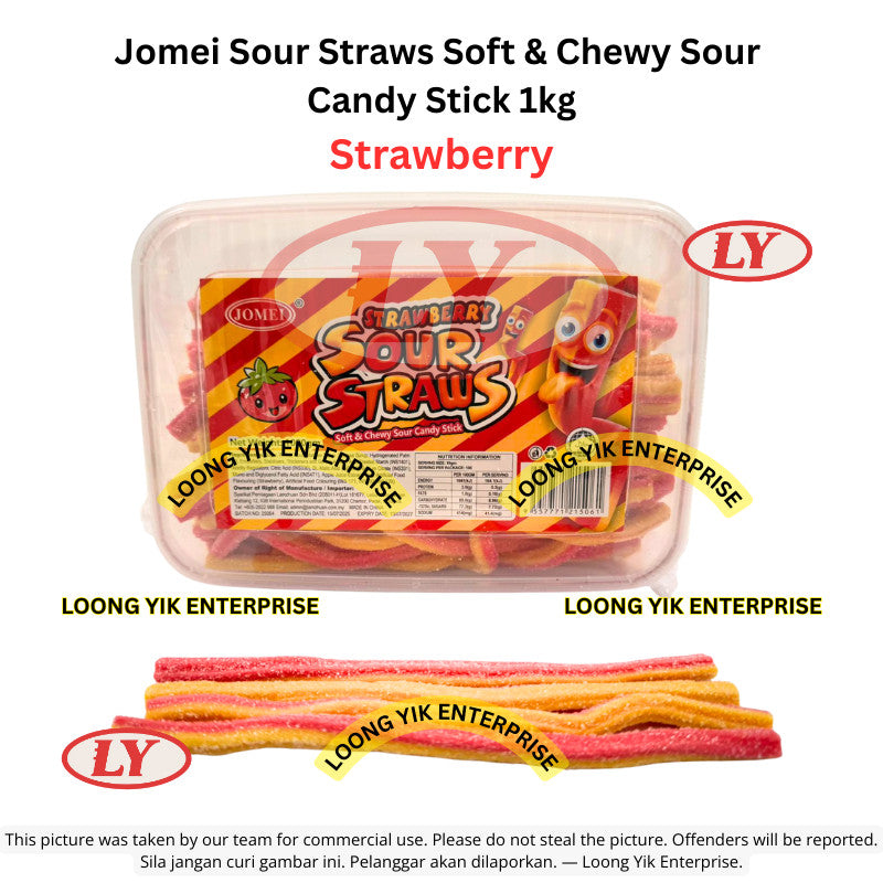 *Halal* JOMEI Sour Straws Soft & Chewy Candy Stick (1kg) Loongyik99