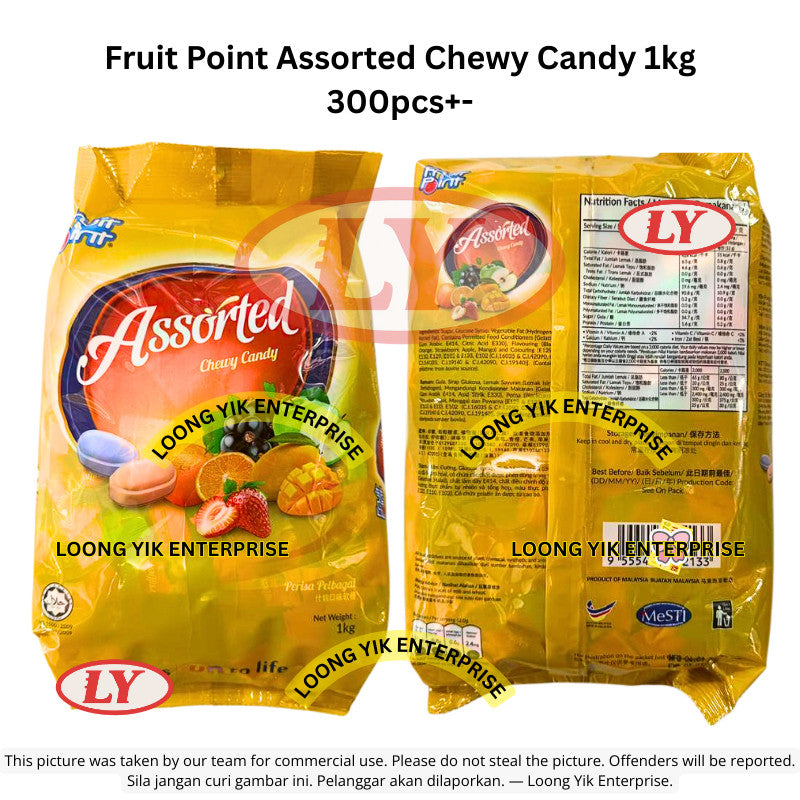 *Halal* Fruit Point Assorted Chewy Candy 1kg (±300pcs) Loongyik99