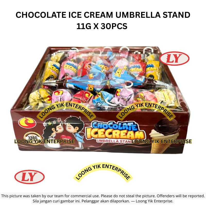 *Halal* Chocolate Ice Cream Umbrella Stand 11g x 30pcs Coklat Aiskrim Payung Loongyik99