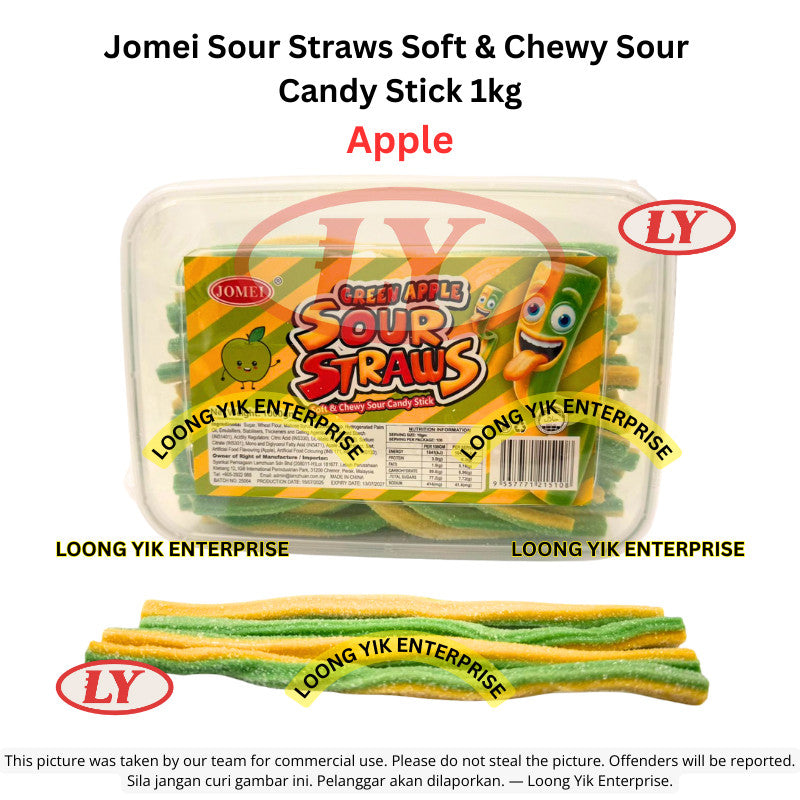 *Halal* JOMEI Sour Straws Soft & Chewy Candy Stick (1kg) Loongyik99