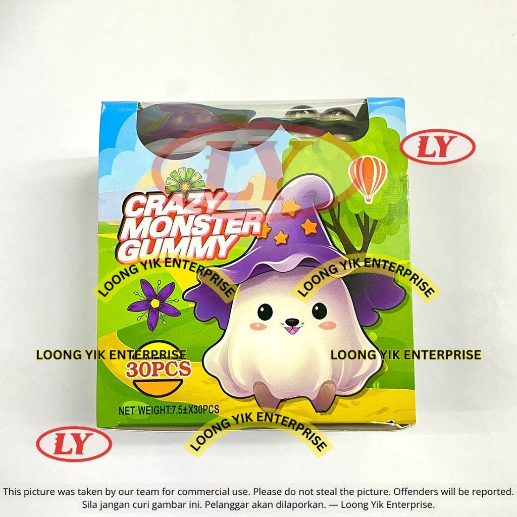 *Halal* 30PCS CRAZY MONSTER GUMMY/ GULA-GULA KUNYAH PERISA BUAH-BUAHAN  (7.5g x 30pcs) Halloween