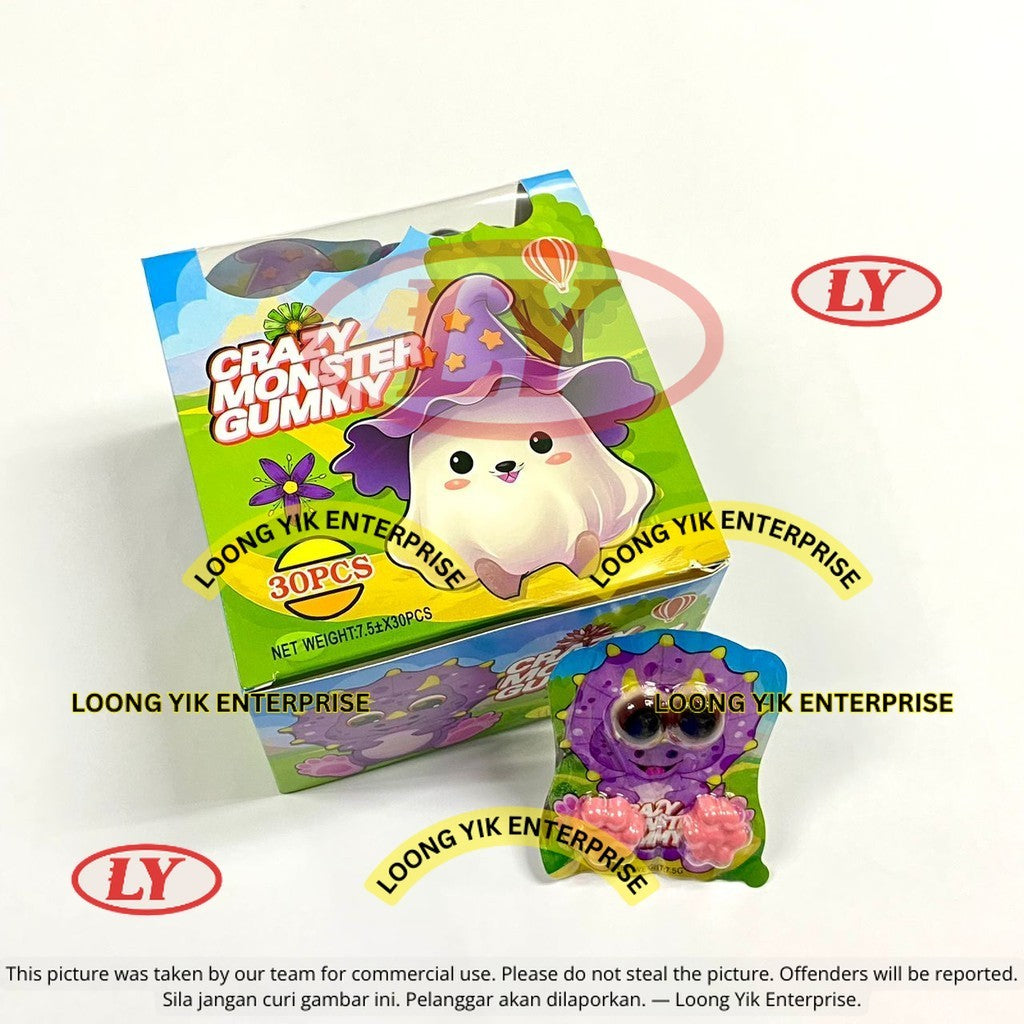 *Halal* 30PCS CRAZY MONSTER GUMMY/ GULA-GULA KUNYAH PERISA BUAH-BUAHAN  (7.5g x 30pcs) Halloween