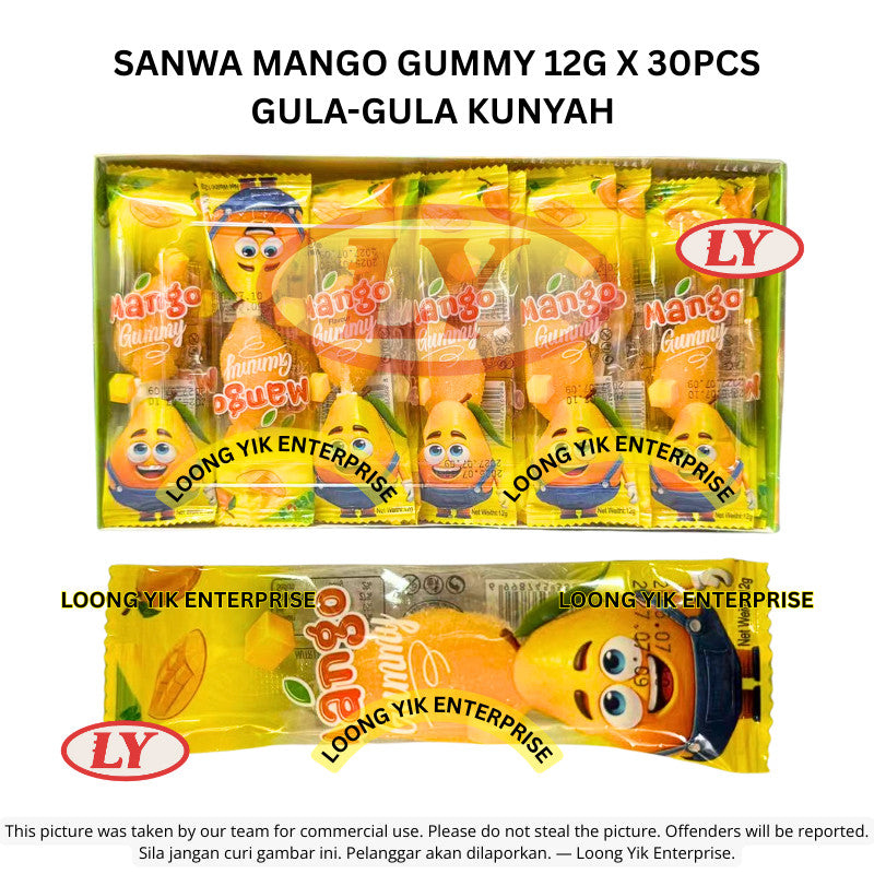 *Halal* SANWA Mango Gummy 12g x 30pcs Gula-Gula Kunyah Loongyik99