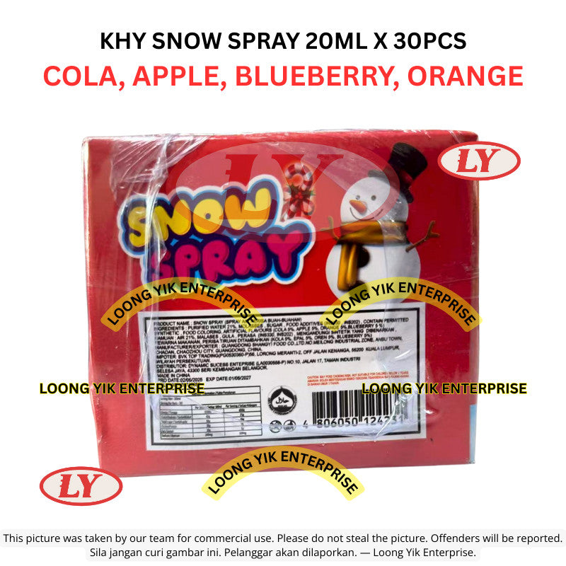 *Halal* KHY Snow Spray Candy 20ml x 30pcs Cola Apple Blueberry Orange Spray Candy Loongyik99