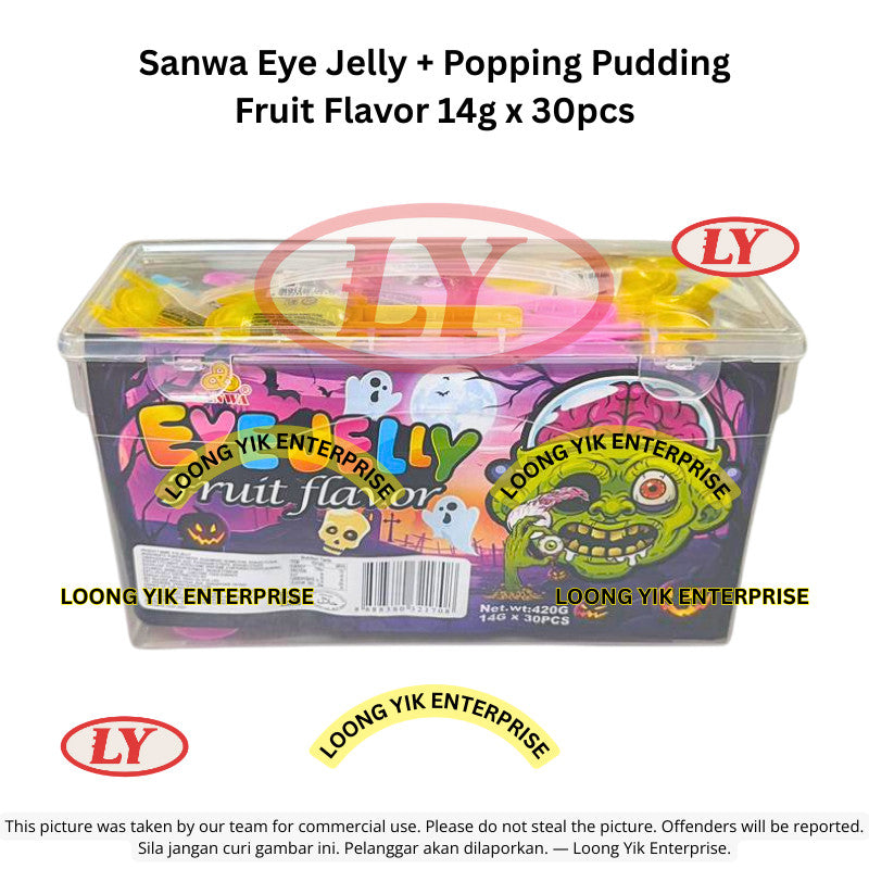 *Halal* Sanwa Eye Jelly Pudding + Popping Candy Fruit Flavor 14g x 30pcs Loongyik99